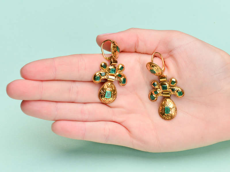 Antique Early Iberian Emerald Earrings