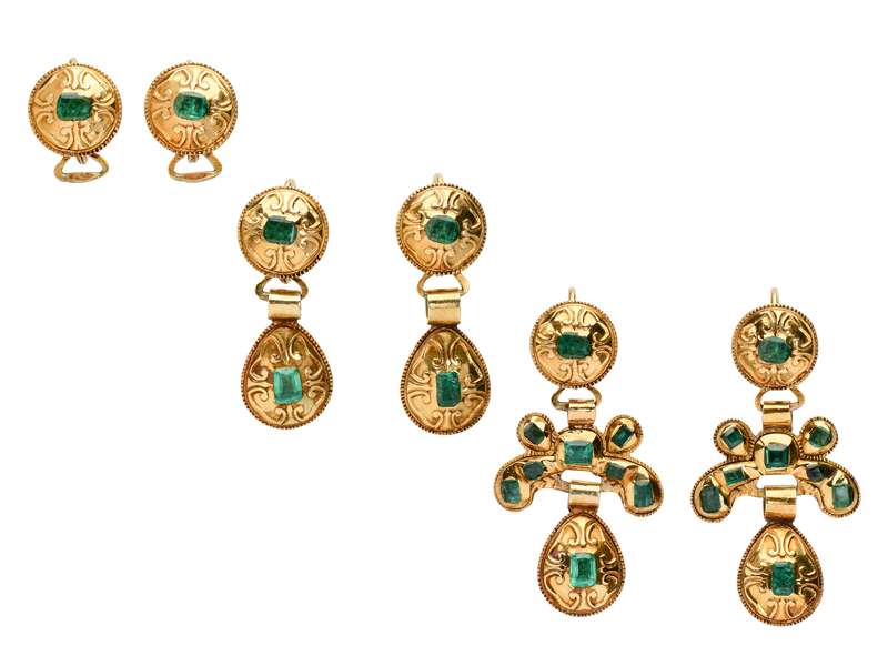 Antique Early Iberian Emerald Earrings