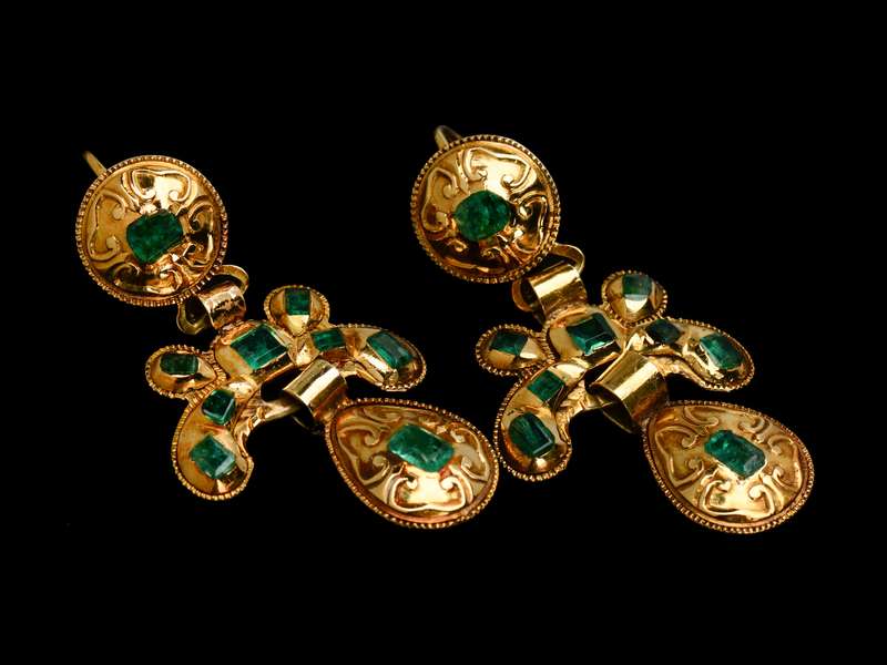 Antique Early Iberian Emerald Earrings