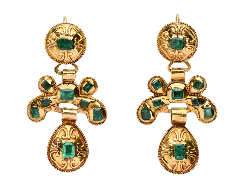 Antique Early Iberian Emerald Earrings