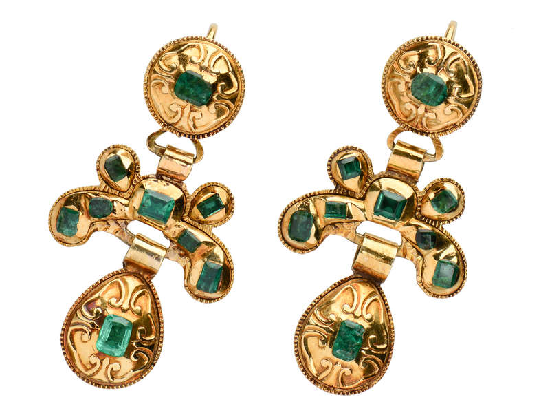 Antique Early Iberian Emerald Earrings