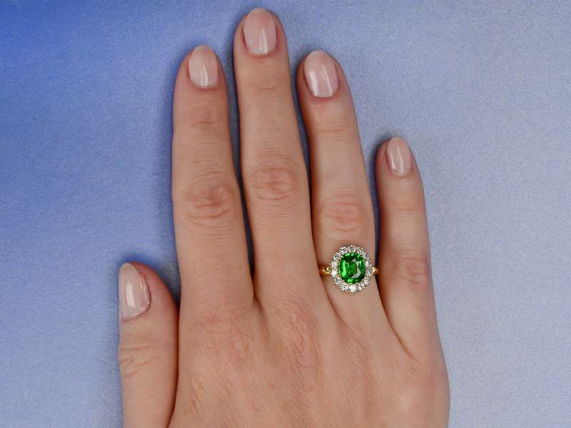 Tsavorite Savvy - Diamond Cluster Ring