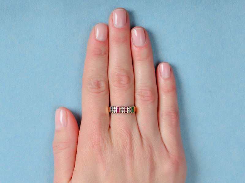 Vintage Emerald, Sapphire Ruby Diamond Ring