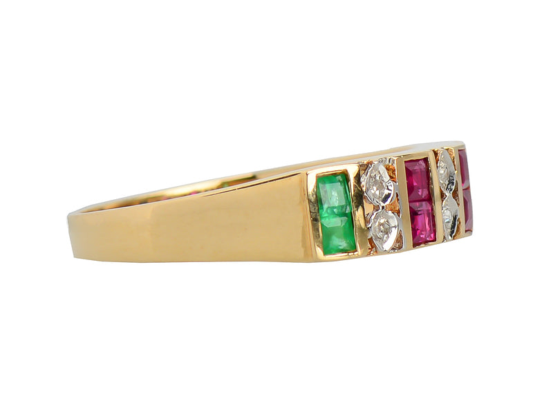 Vintage Emerald, Sapphire Ruby Diamond Ring