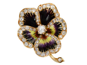 Superlative Diamond Enamel Pansy Pendant Brooch