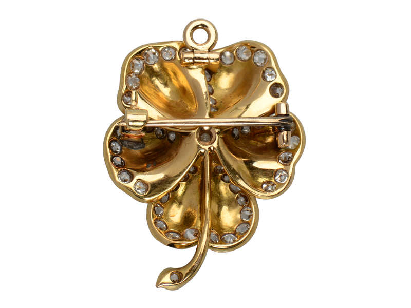 Superlative Diamond Enamel Pansy Pendant Brooch