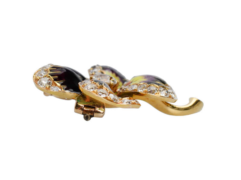 Superlative Diamond Enamel Pansy Pendant Brooch