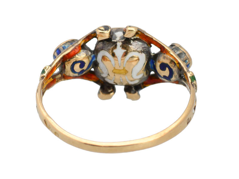 Renaissance Revival Enamel & Emerald Ring