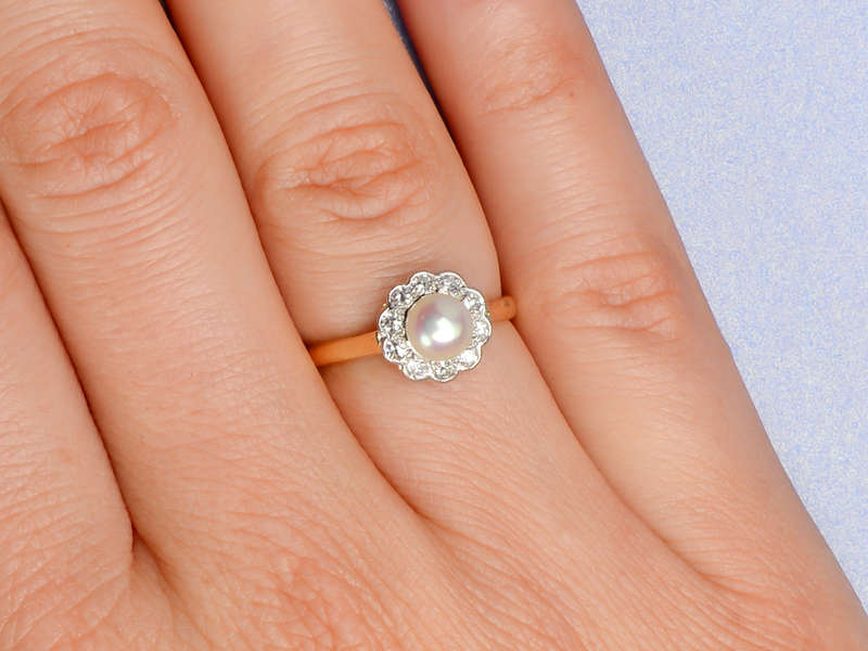 
                      
                        Natural Saltwater Pearl Diamond Ring
                      
                    