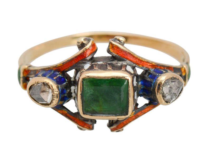 
                      
                        Renaissance Revival Enamel & Emerald Ring
                      
                    
