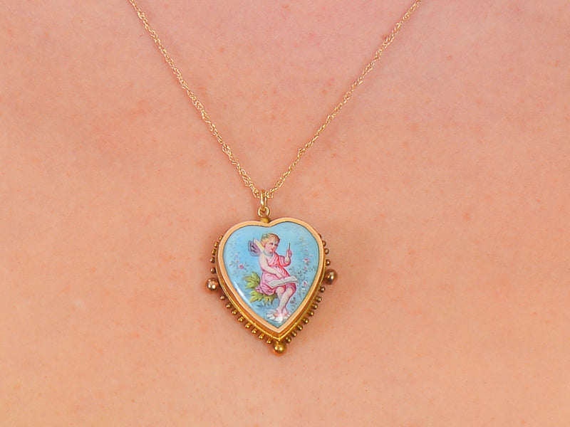 Fairy Dust - Antique Enamel Heart Pendant