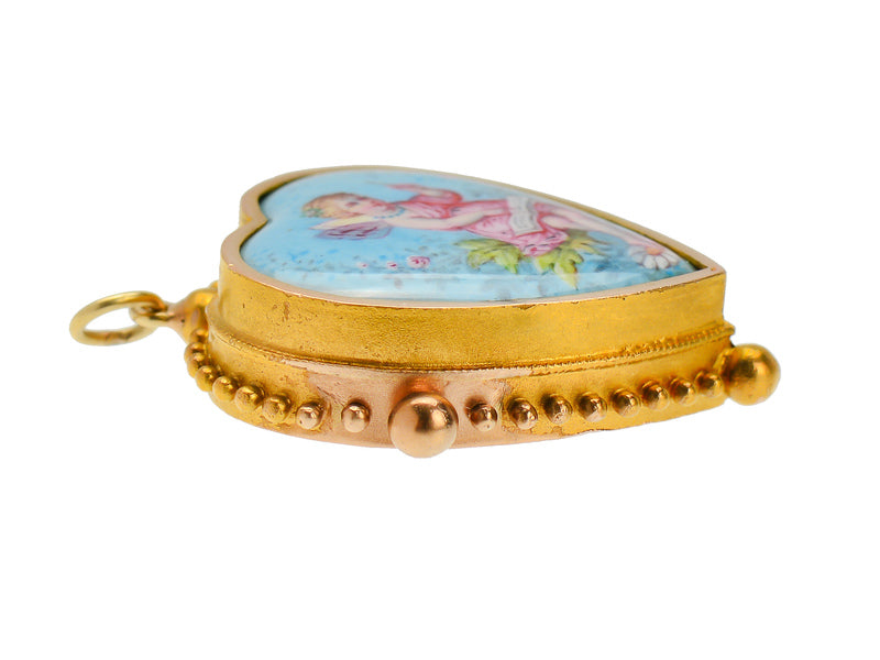 Fairy Dust - Antique Enamel Heart Pendant