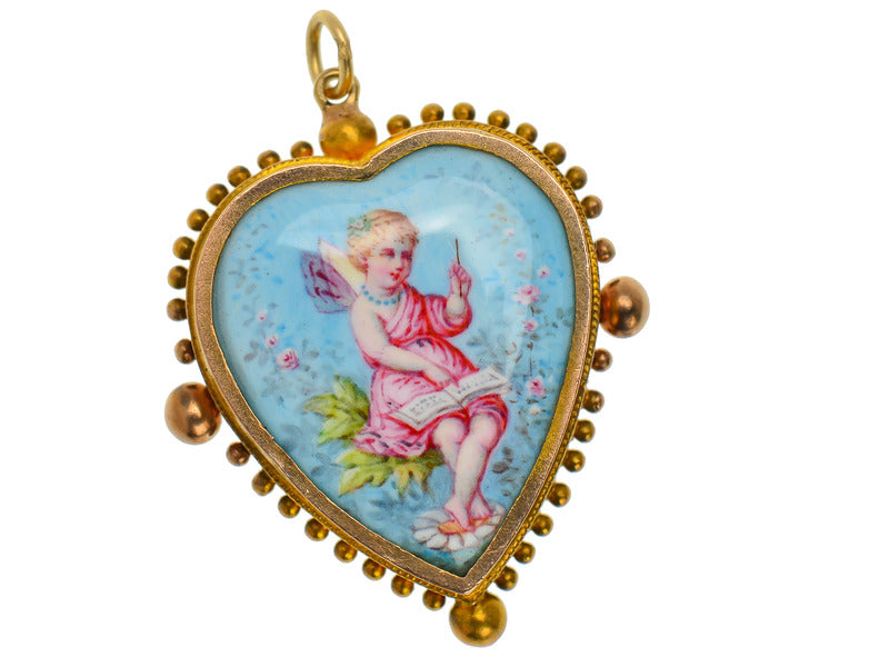 Fairy Dust - Antique Enamel Heart Pendant