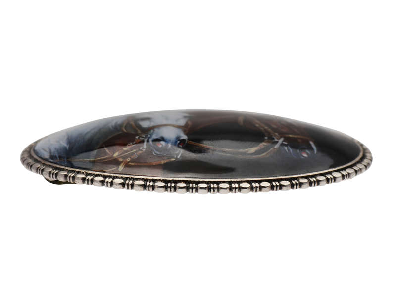 Realism - Two Horse Equine Enamel Portrait Brooch