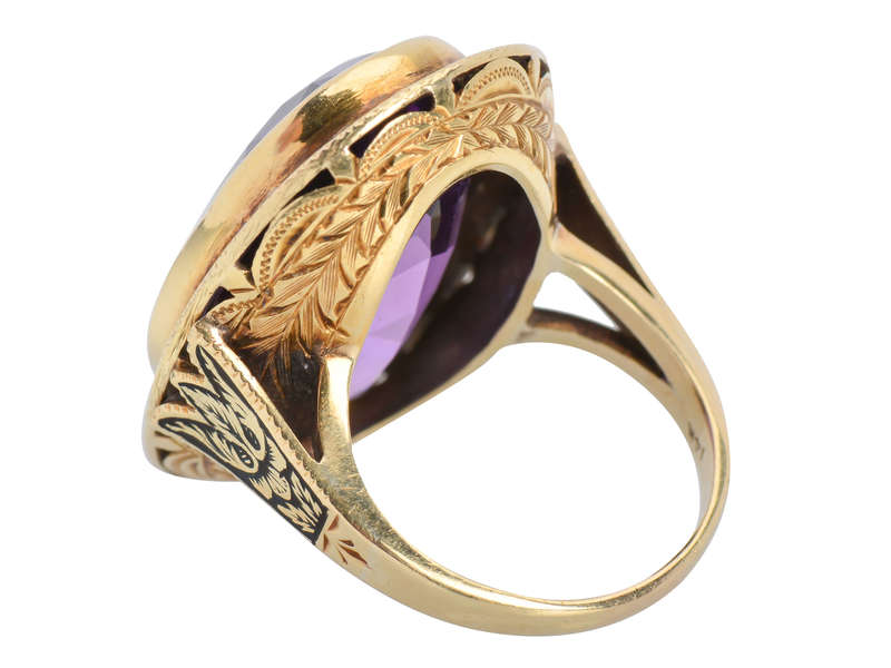 Enamel Enamored - Huge Amethyst Art Deco Ring