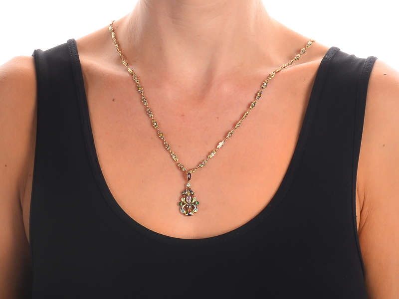 Swiss Enamel Pendant & Chain in Original Box