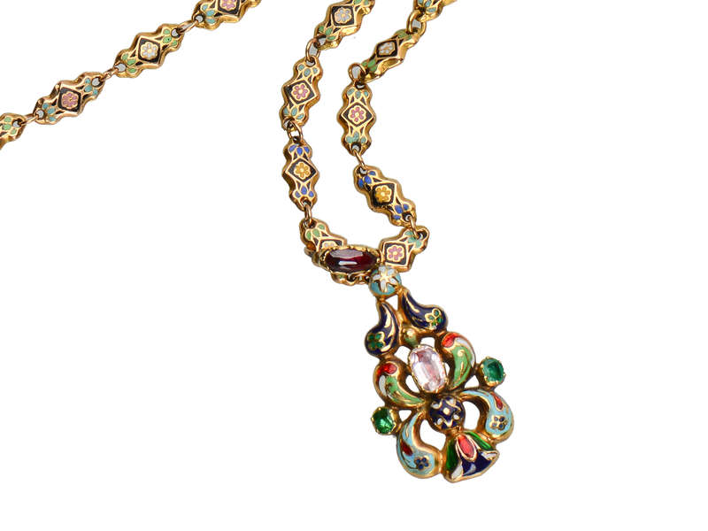 Swiss Enamel Pendant & Chain in Original Box