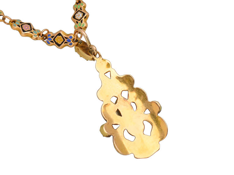 Swiss Enamel Pendant & Chain in Original Box