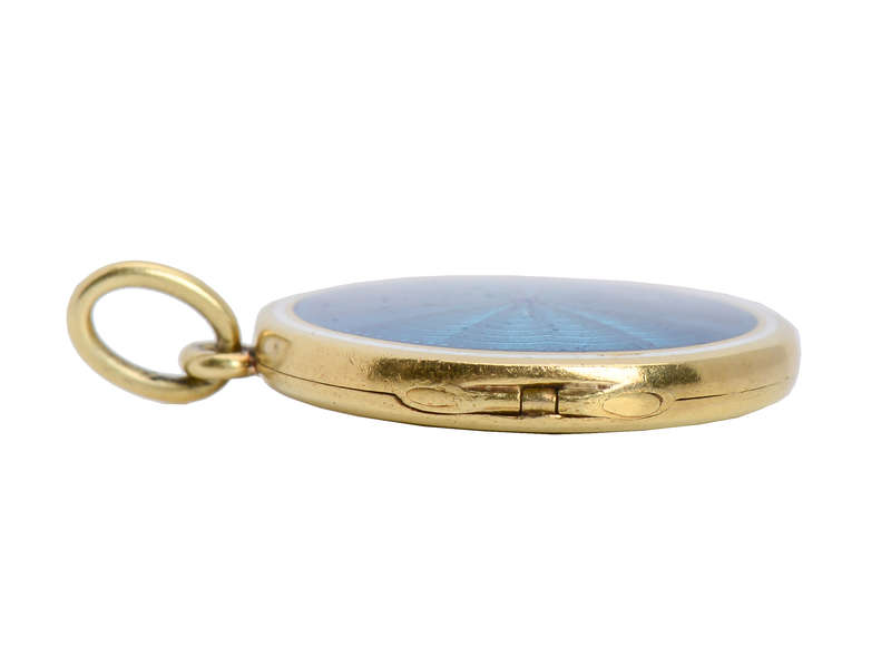 
                      
                        Sloan & Co. Blue & White Enamel Locket
                      
                    