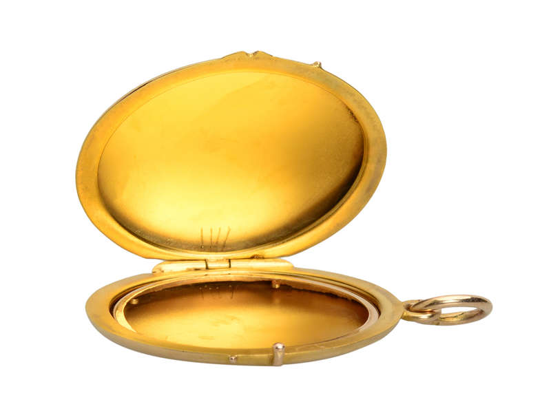
                      
                        Exquisite Swiss Enamel 18k Gold Locket
                      
                    