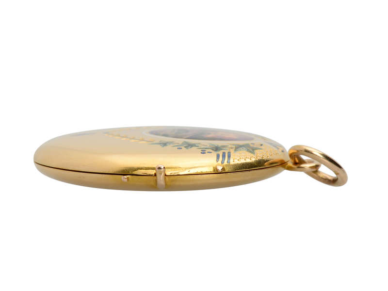 Exquisite Swiss Enamel 18k Gold Locket