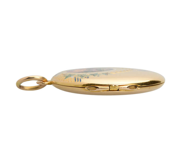 Exquisite Swiss Enamel 18k Gold Locket