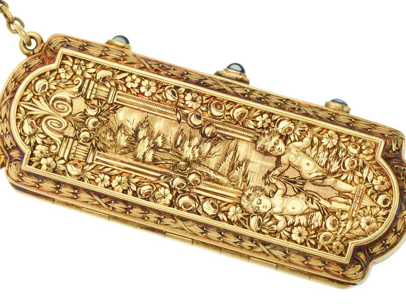 Museum Quality Hand Engraved Sapphire Etui