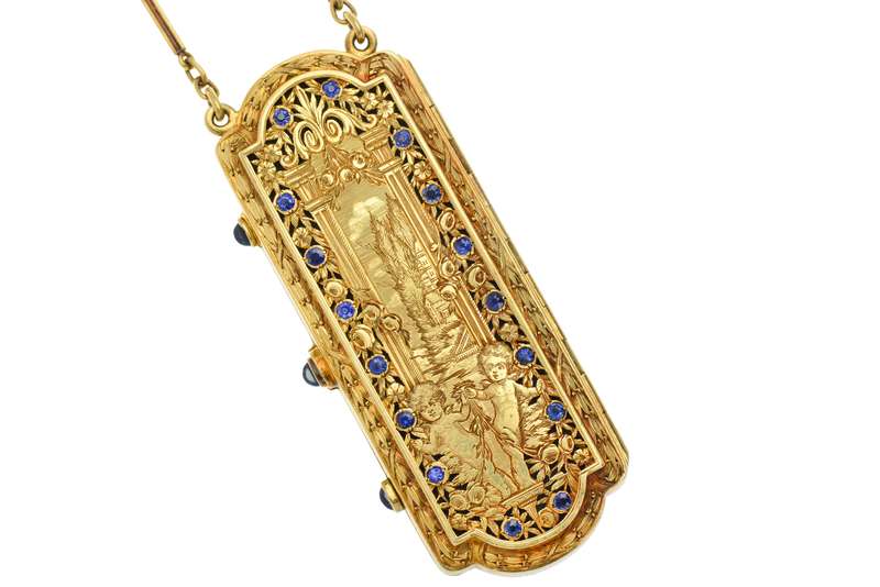 Museum Quality Hand Engraved Sapphire Etui