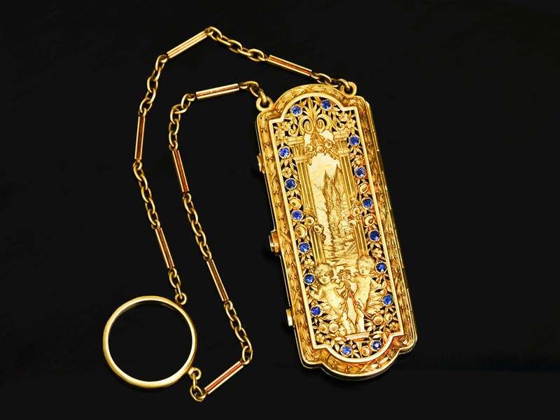 Museum Quality Hand Engraved Sapphire Etui