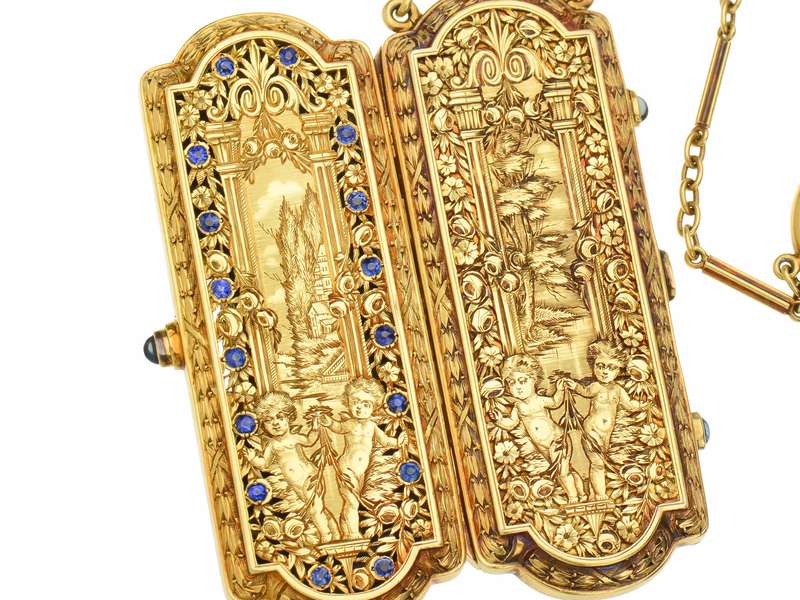 Museum Quality Hand Engraved Sapphire Etui