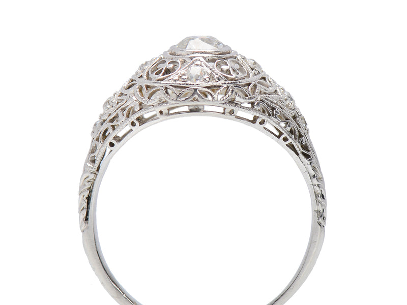 Antique Diamond Filigree Platinum Ring