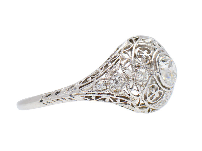 
                      
                        Antique Diamond Filigree Platinum Ring
                      
                    