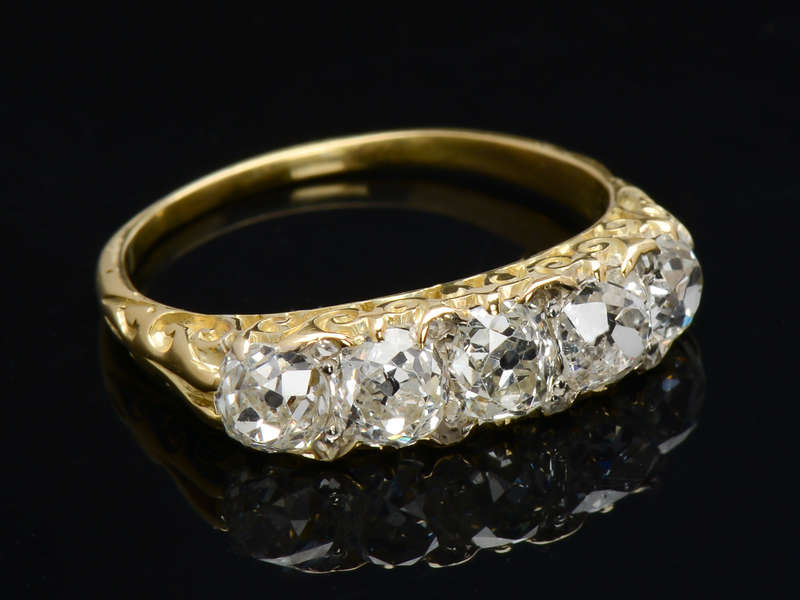 Bountiful Beauty - Five Stone Diamond Antique Ring