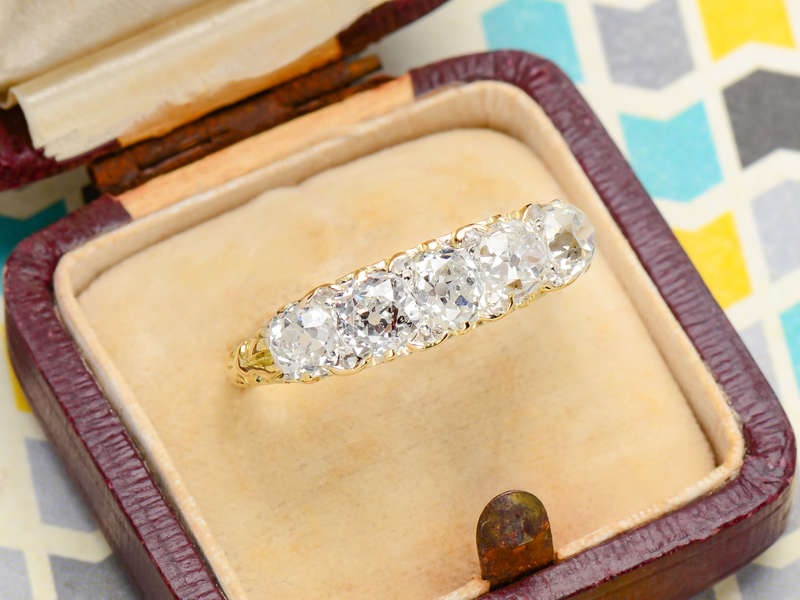 Bountiful Beauty - Five Stone Diamond Antique Ring