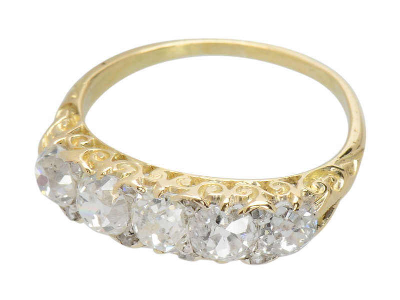 
                      
                        Bountiful Beauty - Five Stone Diamond Antique Ring
                      
                    