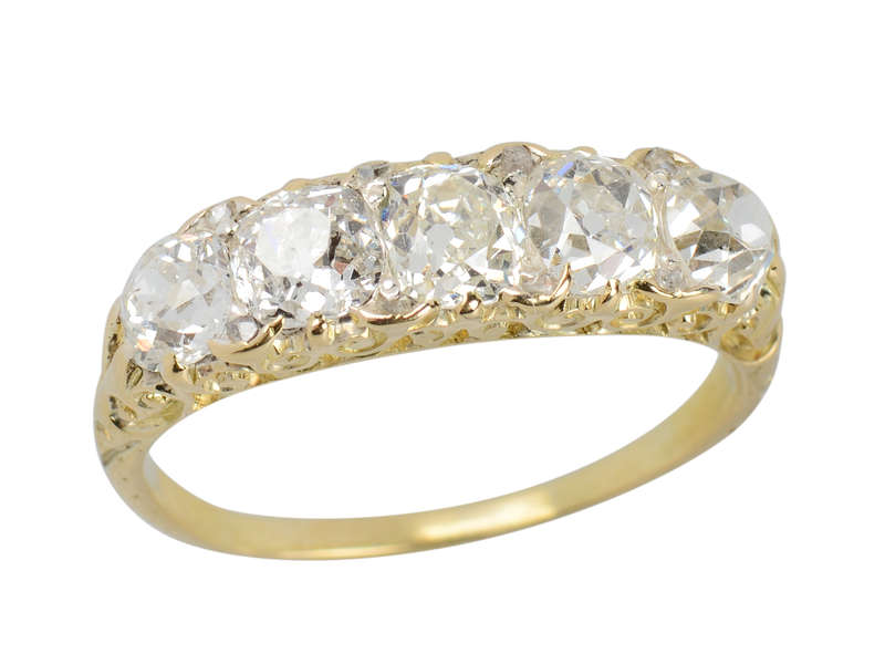 Bountiful Beauty - Five Stone Diamond Antique Ring