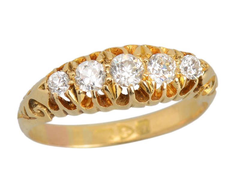 Stackable Five Diamond Wedding Ring From 1909