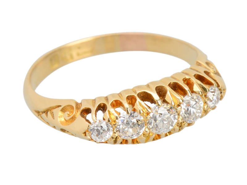 Stackable Five Diamond Wedding Ring From 1909