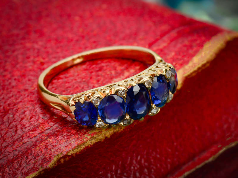 Five of a Kind - No Heat Sapphire Antique Ring
