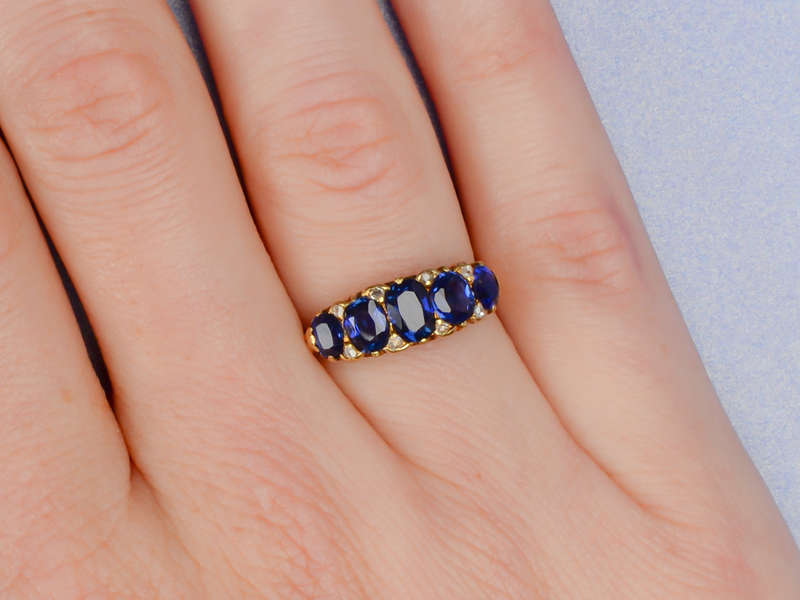 Five of a Kind - No Heat Sapphire Antique Ring