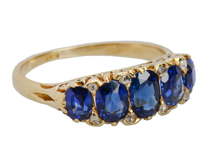 Five of a Kind - No Heat Sapphire Antique Ring