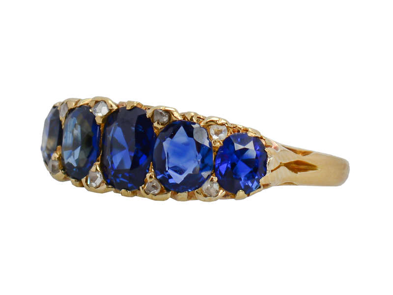 Five of a Kind - No Heat Sapphire Antique Ring