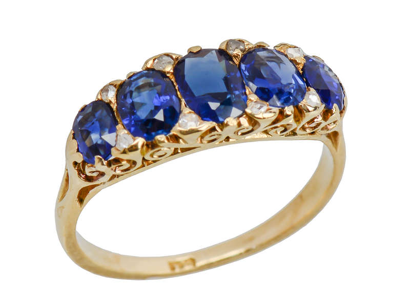 Five of a Kind - No Heat Sapphire Antique Ring