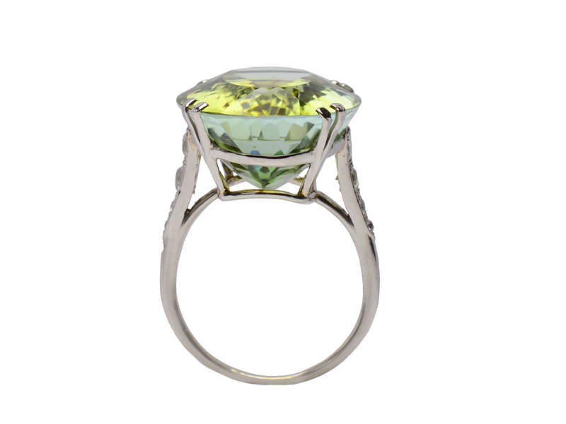 French 26.23 Carat Tourmaline Diamond Ring