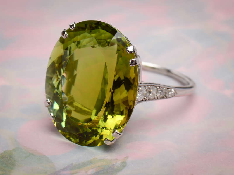 French 26.23 Carat Tourmaline Diamond Ring