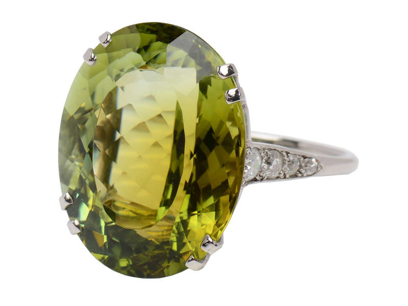 French 26.23 Carat Tourmaline Diamond Ring