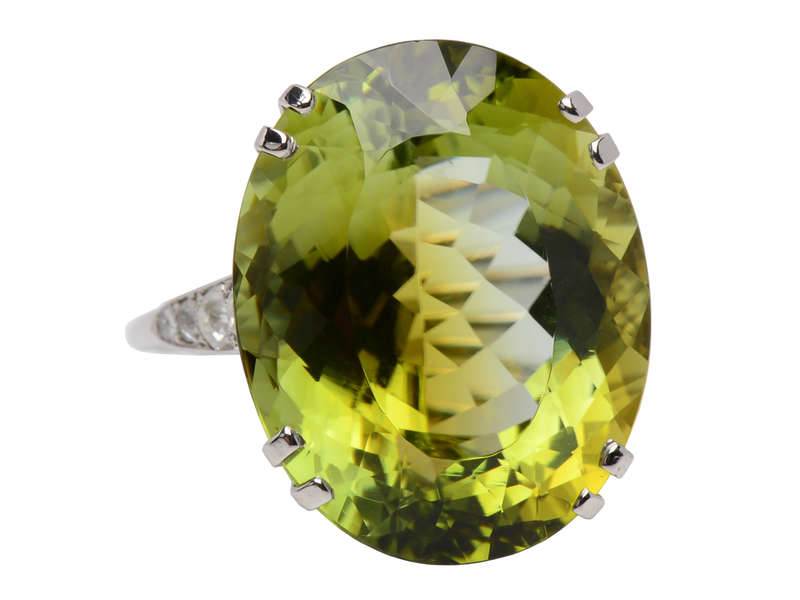 French 26.23 Carat Tourmaline Diamond Ring