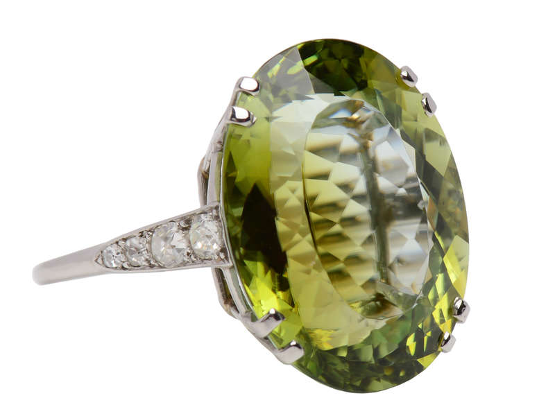 French 26.23 Carat Tourmaline Diamond Ring