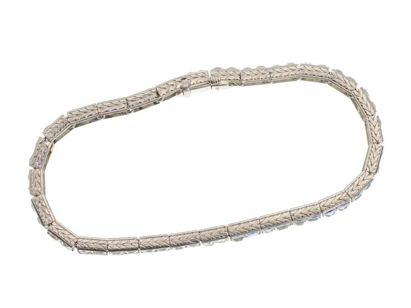 Art Deco French Cut Diamond & Sapphire Bracelet