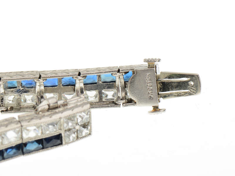 Art Deco French Cut Diamond & Sapphire Bracelet